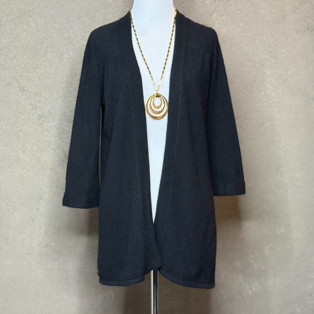 Neiman Marcus Cashmere Collection 100% Cashmere Open Front Cardigan Black S